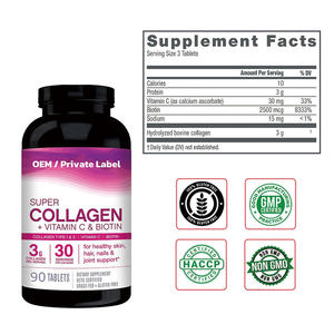 Fabricante de Tabletas de Colágeno, Biotina y Vitamina C con Certificación GMP - Suplemento de Belleza de Alta Potencia - Fórmula Personalizada al por Mayor - Product Image 1