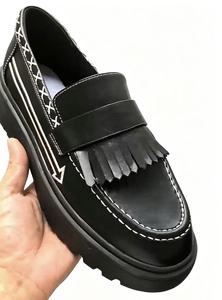 Customized PU Leather Loafers With Fringe Round <b>Toe</b> Slip-On Chunky Platform Rubber Outsole EVA Midsole All Seasons - Product Image 6