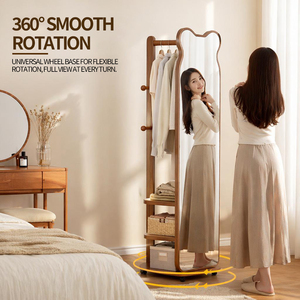 Espejo Giratorio de Cuerpo Entero con Perchero, Espejo de Pie Móvil para Dormitorio - Product Image 5
