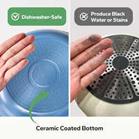 Ensemble de poêles à frire antiadhésives en céramique, poêles en céramique non toxiques pour la cuisson sans PFAS, PTFE et PFOA avec poignée en acier inoxydable