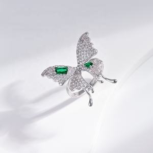 Anillo de mariposa de lujo de plata de ley 925 chapado en oro, con circonita negra gótica, anillos grandes para mujer, precio de fábrica, venta al por mayor - Product Image 2