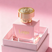 Nouvelle conception, couleur personnalisée, flacons de parfum vides en verre transparent carrés de luxe de 30 ml, 50 ml, 100 ml avec bouchon doré
