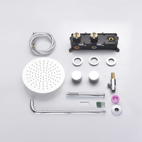 Système de douche thermostatique de luxe en acier inoxydable brossé de 10 pouces, avec jet de pluie et massage doux, double poignée, ensemble de douche moderne