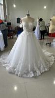 Nouvelle arrivée robe de mariée col en V fleur romantique robe de mariée en dentelle épaules dénudées robe de mariée douce