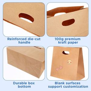 Sacs en papier personnalisés classiques pour la restauration avec impression numérique, poignées découpées, en kraft brun, pour café à emporter, festivals et occasions spéciales - Product Image 3