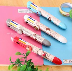 Vente flash promotionnelle, 8 couleurs en 1, stylo à bille en plastique, logo personnalisé, ensemble de stylos créatifs multicolores mignons - Product Image 3