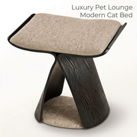 Lit surélevé de luxe pour chat en bois courbé massif avec coussin moelleux, chaise longue moderne en bois pour fenêtre intérieure