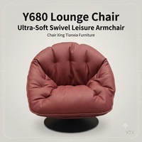 Fauteuil pivotant moderne en similicuir, capitonné, avec rembourrage en duvet et base en disque, pour la maison et l'appartement