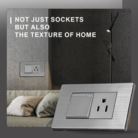 Applique murale à panneau gris en acier inoxydable America Standard Outlet Plug Type a 118*72mm Wall Light Switch and 3 Pin Power Socket