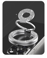 Support magnétique double face pour téléphone portable, rotatif à 360°, pliable, avec anneau de maintien