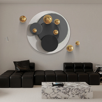 Installation d'art 3D personnalisée, peinture contemporaine, décoration murale en sphères métalliques multi-pièces pour salon et chambre à coucher
