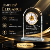 Vente flash - Cadeaux de décoration pour le bureau à domicile, cadeaux de mariage ou de fête, souvenirs, horloge en verre de cristal exquis à coins arrondis