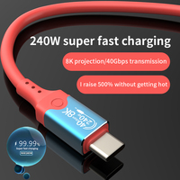 Kabel Data USB 4 kompatibel dengan transmisi Tipe C Dual 8K 40Gbps PD240W untuk iPhone 15 dan kabel Printer USB4