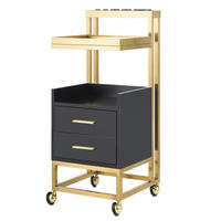Chariot de rangement moderne en acier inoxydable à 4 roues pour salon de beauté et coiffeur