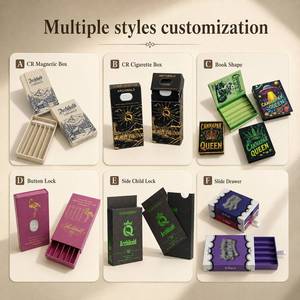 Boîte en carton rigide certifiée anti-enfants, style tiroir, lot de 5, pour emballage de cônes pré-roulés <span class=keywords><strong>à</strong></span> base de plantes, avec insert - Product Image 2