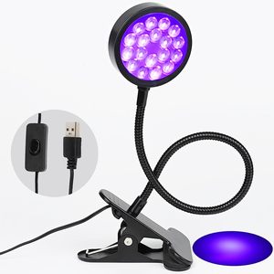 <span class=keywords><strong>UV</strong></span> LED ánh sáng màu đen kẹp với USB 12 Wát 395nm xách tay cổ ngỗng đèn với clip cho <span class=keywords><strong>UV</strong></span> keo chữa, Blacklight Áp phích - Product Image 1