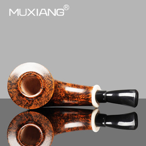 MUXIANG Briar Wood Smoking Pipe Bent Type Imitation Ivory Ring For Men Traditional Style Tobacco Pipe - Product Image 3