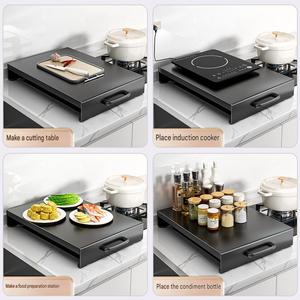Cubierta de Acero Inoxidable para Estufa de Gas, Organizador de Encimera de Cocina con Espacio Extendido, Estante de Almacenamiento con Asa - Product Image 4