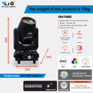 Vltg 2 cái Mini 7R 230W mạnh mẽ chùm cầu vồng <span class=keywords><strong>Strobe</strong></span> hiệu ứng Sharpy DJ giai đoạn di chuyển đầu chùm ánh sáng với 2 chuyến bay trường hợp - Product Image 2