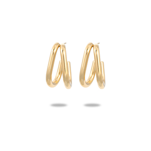Boucles d'oreilles en acier inoxydable à double <span class=keywords><strong>couche</strong></span> géométrique en forme de CC Waterproof Fashion Women Earrings Jewelry - Product Image 4