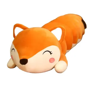 Excellent quality Soft large caterpillar strip children cloth doll toy cute cartoon fox frog bed long pillow plush Throw pillow