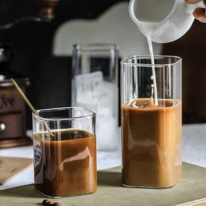 Vente <span class=keywords><strong>de</strong></span> gros 250ml, 400ml, 500ml tasses à <span class=keywords><strong>café</strong></span> et jus/lait carrées en verre borosilicaté sans plomb. Vaisselle soufflée à la main. - Product Image 3