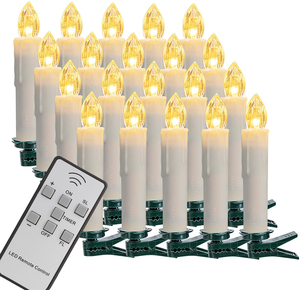 Giáng Sinh Cây Nến Nến Nến Thon Ngọn Nến Không Lửa Hoạt Động Bằng Điều Khiển Từ Xa 20 Chiếc - Product Image 1