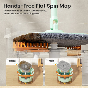 Homettler 2026 New TK/INS Hot Transparent Spin <strong>Mop</strong> &amp; Bucket Clean-dirty Water Separated Floor/<strong>Wall</strong> <strong>Mop</strong> Remove Hairs Pet Friendly - Product Image 5