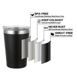 Tumbler Personalizzato con Logo 8oz/12oz in Acciaio Inox 304 Verniciato a Polvere con Isolamento Sottovuoto e Coperchio per Caffè e Latte - Product Image 3