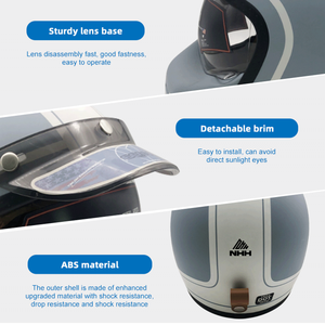 Casque de moto intégral rétro vintage de haute qualité avec fermeture rapide pour la course automobile – Vente en gros - Product Image 3