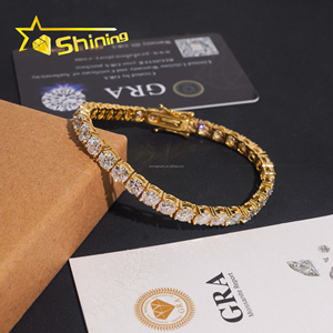 En Stock Envío Desde Almacén en EE. UU. Joyería Hip Hop De Lujo FL Pulsera <span class=keywords><strong>Tennis</strong></span> De Moissanita De 5mm Con Engaste De Garras En Plata Maciza S925 Totalmente Helada - Product Image 4