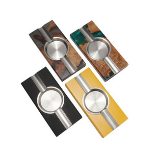 Modern Luxury Resin Stainless Steel Single Slot Cigar <b>Ashtray</b> For Business Gifts - Product Image 1