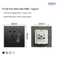 Prise murale universelle Y1 CZ 86 à 5 broches avec USB-A et USB-C 18W à charge rapide, AC110V-250V, quatre couleurs, pour hôtels et usage domestique
