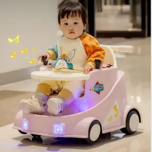 وصل حديثًا سيارة كهربائية تعمل يدويًا بالدفع مشاية أطفال بنات أولاد سيارة صغيرة تعمل بالتحكم عن بعد للأطفال