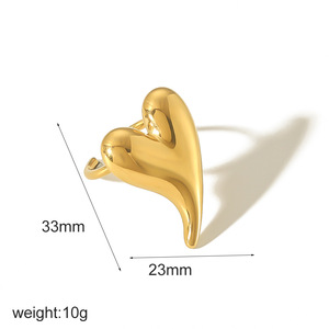 Heart Shape <b>Ring</b> For Women 18k Gold Plated Stainless Steel <b>Adjustable</b> Fingertip Jewelry Gift Yiwu Origin TR4294 - Product Image 3