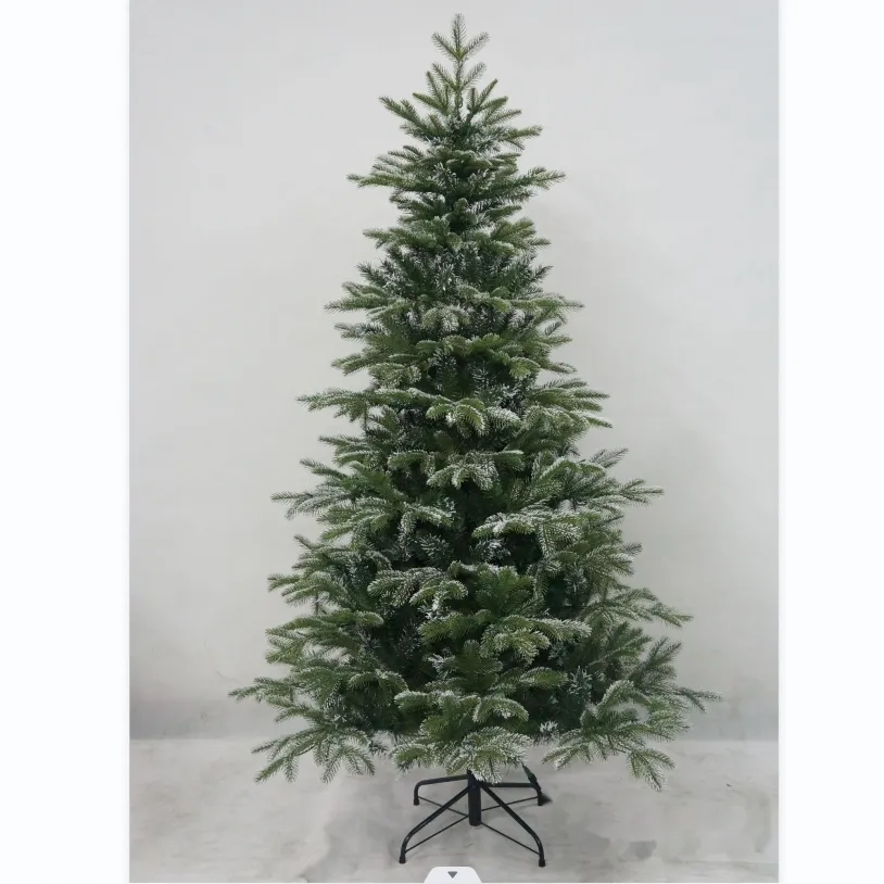 Árbol de Navidad artificial mixto de PE y PVC de lujo de 6 pies con Flocado de purpurina blanca para decoraciones navideñas