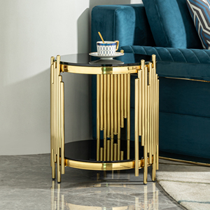 <span class=keywords><strong>Mesa</strong></span> auxiliar <span class=keywords><strong>redonda</strong></span> de <span class=keywords><strong>diseño</strong></span> moderno de alta moda, muebles de sala de estar, <span class=keywords><strong>mesa</strong></span> de centro con Base de acero inoxidable de vidrio templado negro - Product Image 1