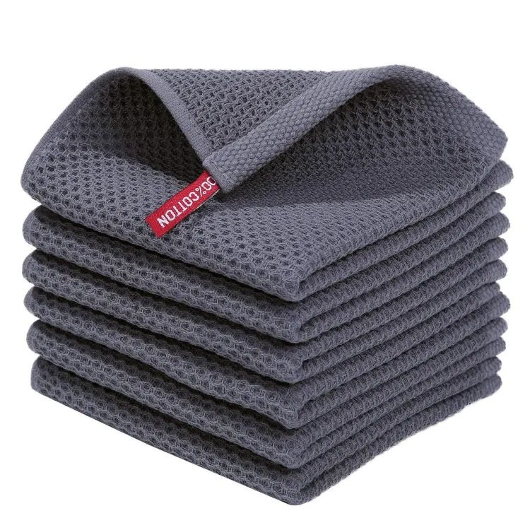High Absorbent Honeycomb Dish Cleaning Cloth Cotton Waffle Weave Kitchen Tea Towel Rag
