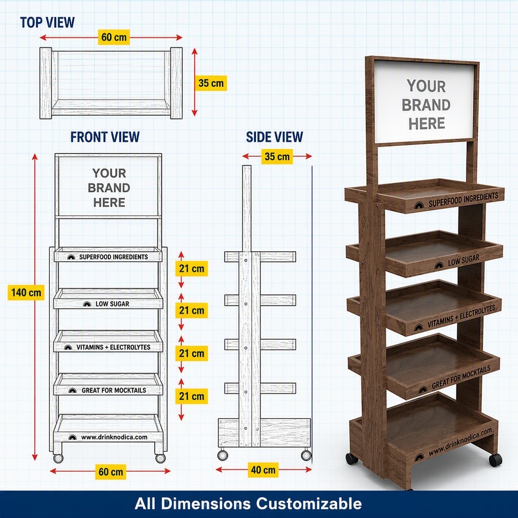Customized Practical Natural Wood Display Shelf for Handmade Crafts Retail Shops Display Areas Outdoor Vendor Events OEM Logo — view 4