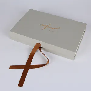 Fine Texture Paper Handmade Boxes Collapsible Style Clothing Packaging Folding Box Ribbon Closure