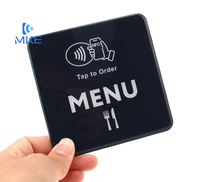 Plaque de commande de menu de restaurant NFC 213 imperméable en acrylique avec colle au dos