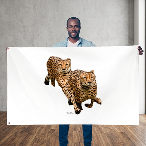 Bandera de Sublimación Cheetah Brothers de Alta Calidad, Placa Decorativa de 5FT X 3FT, Bordes Doblemente Cosidos, 2 Ojales para Colgar, Diseño Moderno - Product Image 2