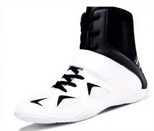 PROFIT SPORTS Chaussures de lutte blanches à tige haute avec accents noirs, en PU durable, pour toutes les saisons - Product Image 6