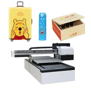 Multifunctionele 6090 Digitale Flatbed Vernis Uv Printer Voor Diy Hout Telefoon Case Glazen Cilinder Fles Multi-layer Label Afdrukken