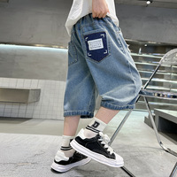 Shorts en jean de coton pour garçons, style été fin, nouvelle collection 2025, tendance, taille moyenne à grande, cool et élégant, pantacourt taille haute élastique