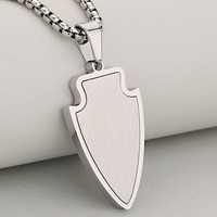 Pendentif bouclier vierge en acier inoxydable personnalisé pour gravure, plaqué or 18 carats, collier tendance, vente en gros