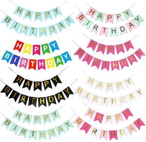 Guirnalda de Papel de <span class=keywords><strong>Feliz</strong></span> Cumpleaños de 11.5*16cm, Letras Doradas en Forma de Cola de Pez, para Decoración de Fondo en Fiestas de Navidad y Festivales - Product Image 1