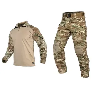 Camisa de combate personalizada G3 para uso tático, uniforme multicam com joelheiras, roupa de combate e calças, ideal para uso em combate, com oferta imperdível