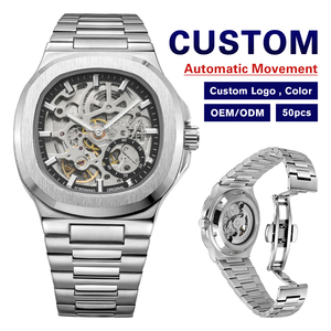 Montres analogiques automatiques de luxe pour hommes, neuves d'usine, en acier inoxydable, avec réserve de marche, personnalisables, faible MOQ, vente en gros - Product Image 1