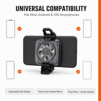 Ventilateur de refroidissement pour téléphone portable transparent avec plaque de contact en aluminium et câble USB-C